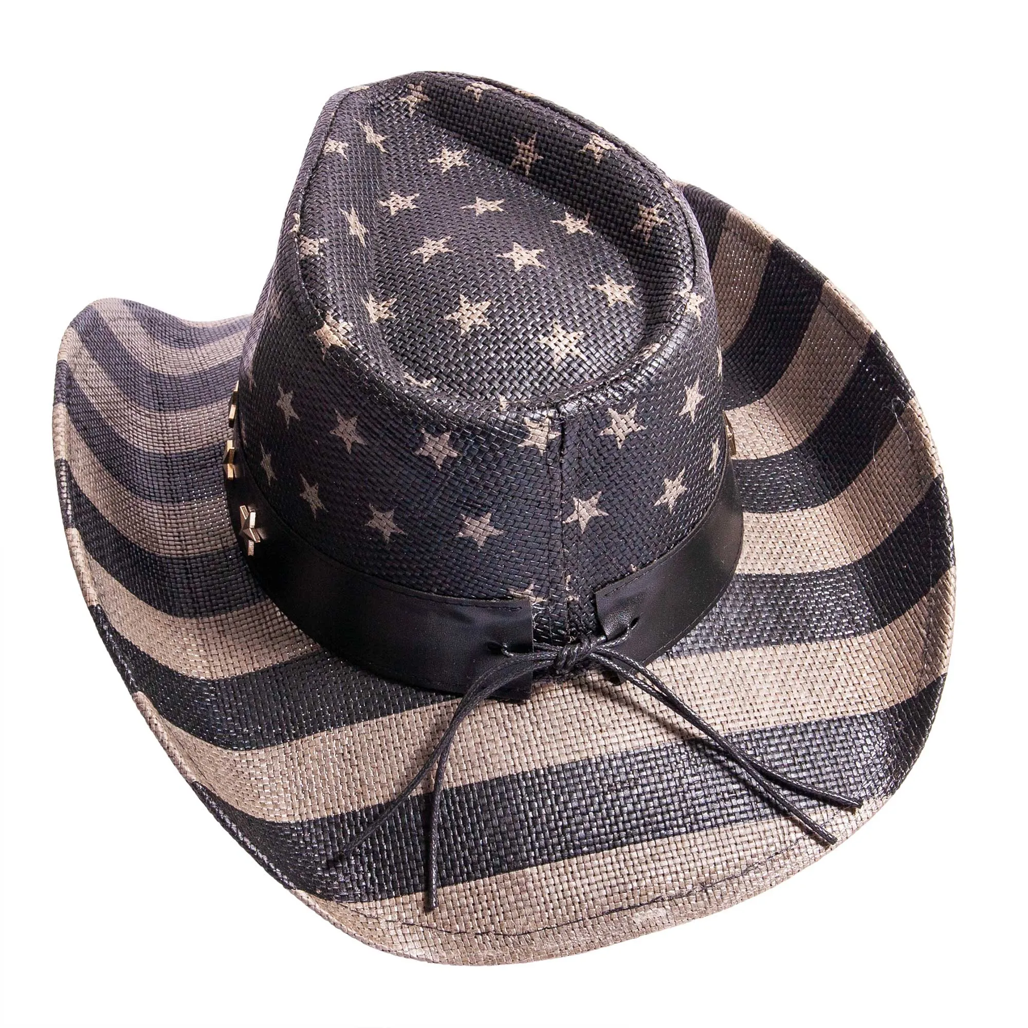 American Hat Maker Americana - Straw Cowboy Hat in Black