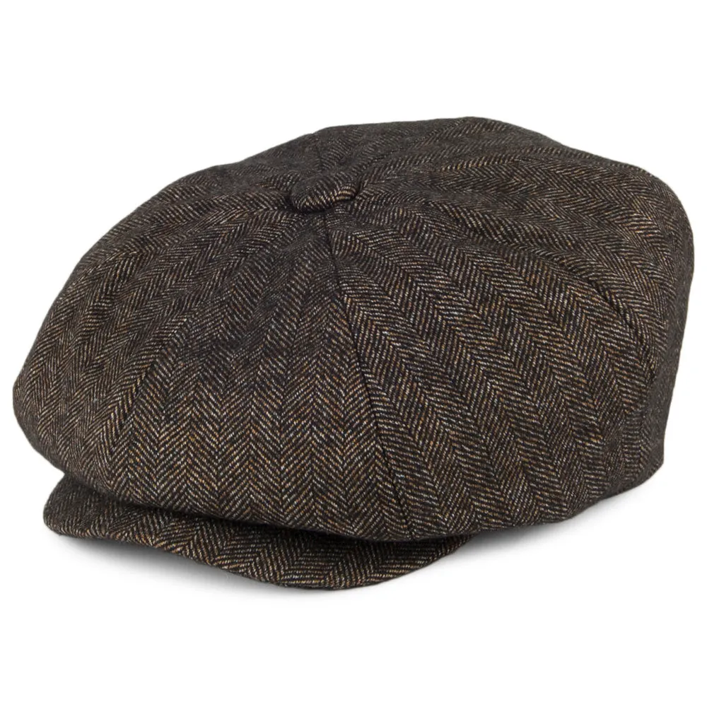 Bailey Hats Beech Herringbone Newsboy Cap - Black-Brown