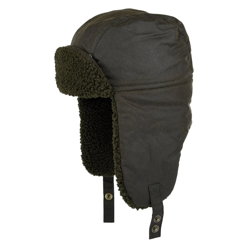 Barbour Hats Morar Waxed Cotton Trapper Hat - Olive