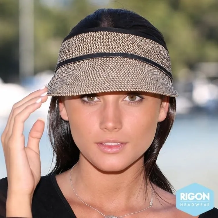 Before Dark Cosmopolitan Braided Visor - Black/Tan