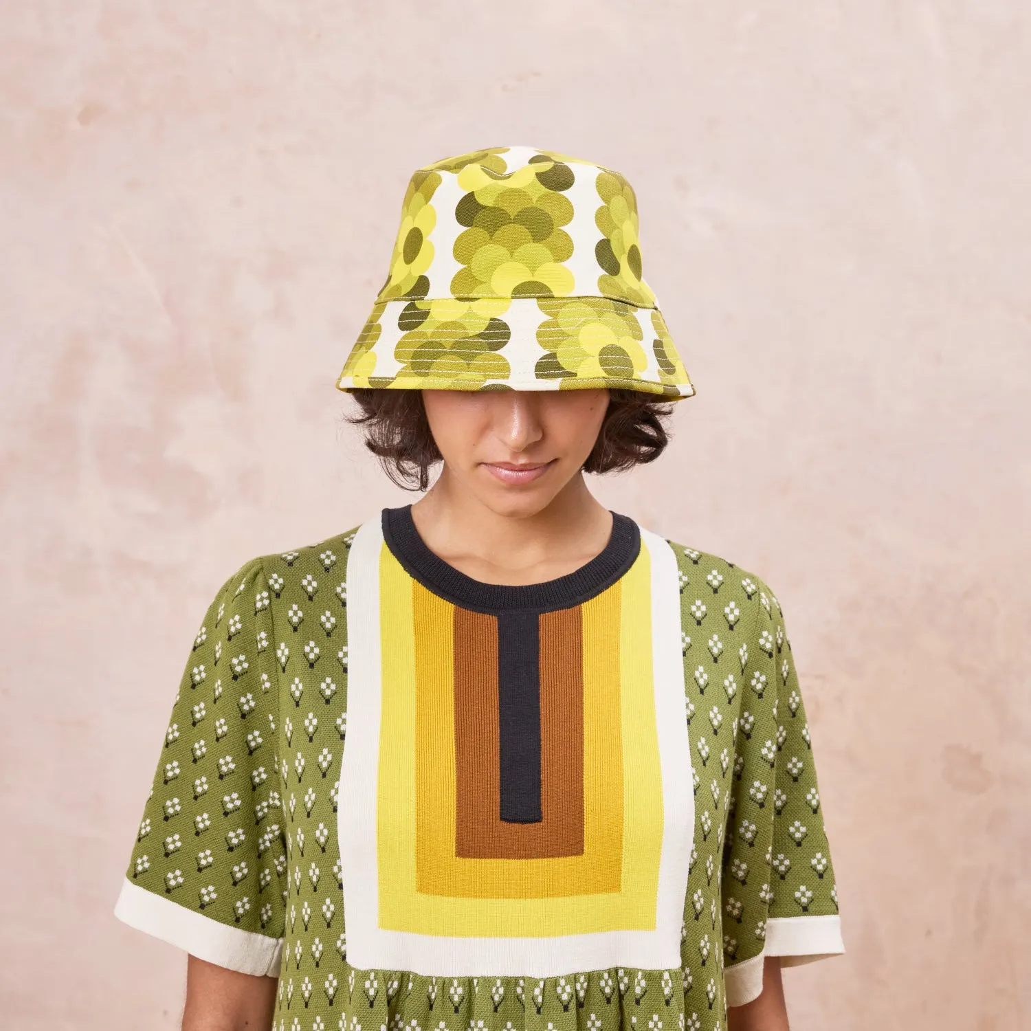 Bucket Hat  - Retro Flower Yellow