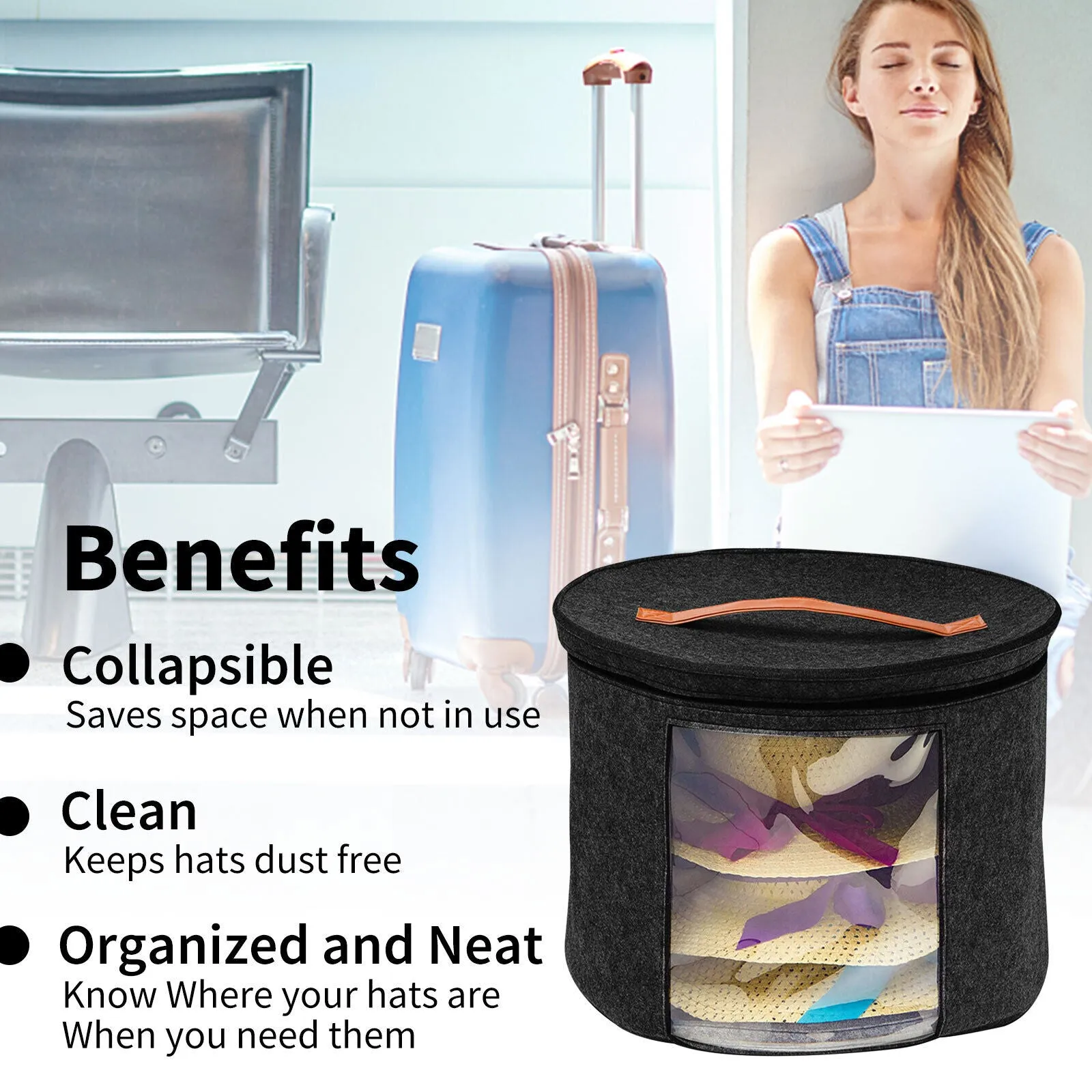 Hat Storage Box - Black
