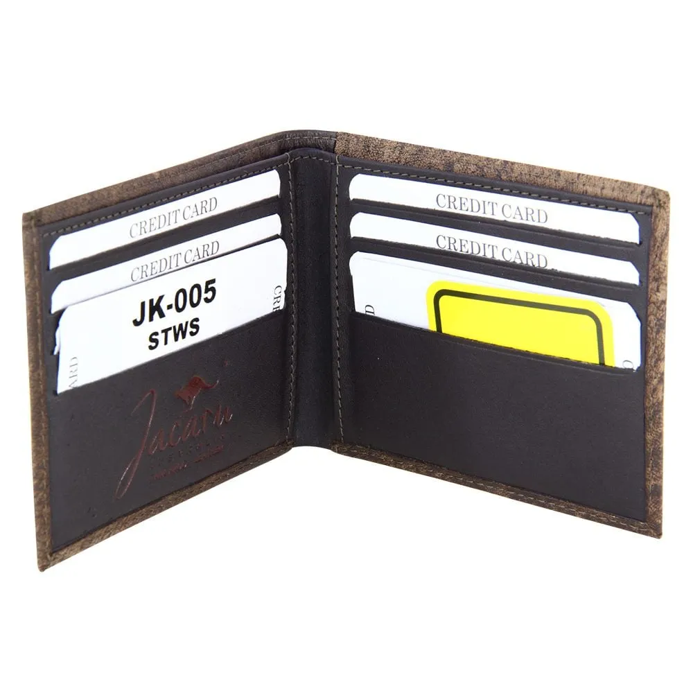 Jacaru Kangaroo 1 Fold Leather Wallet  - Stonewash