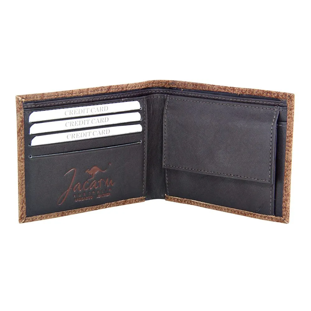 Jacaru Kangaroo Leather Coin Wallet - Brown