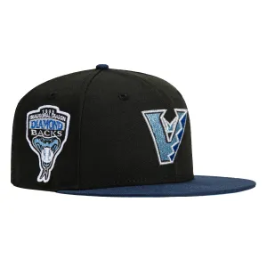 New Era 59Fifty Arizona Diamondbacks Inaugural Patch Upside Down Hat - Black. Navy. Light Blue