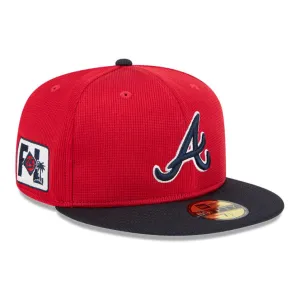 New Era 59Fifty Atlanta Braves 2025 Spring Training Patch Hat - Red. Navy