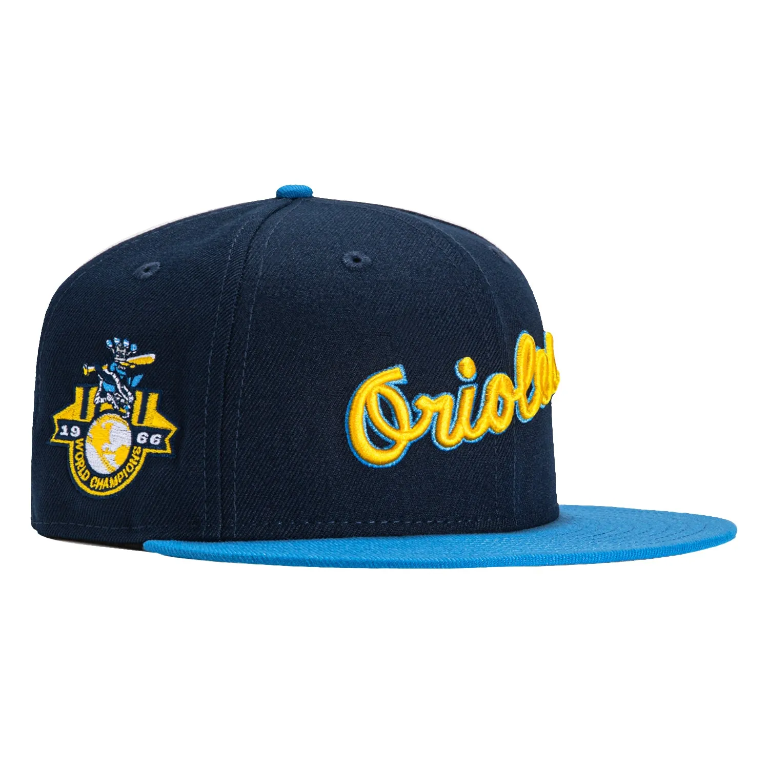 New Era 59Fifty Baltimore Orioles 1966 World Series Champions Patch Word Hat - Navy. Light Blue. Gold