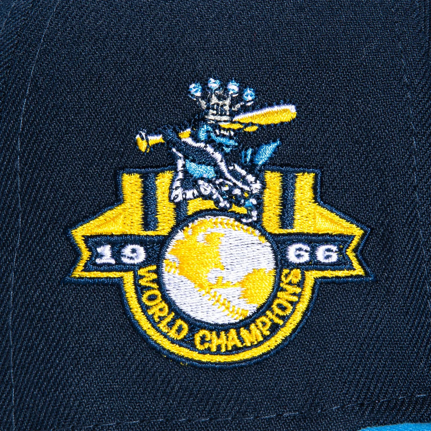 New Era 59Fifty Baltimore Orioles 1966 World Series Champions Patch Word Hat - Navy. Light Blue. Gold