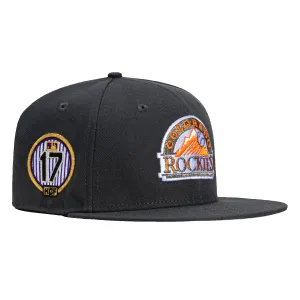 New Era 59Fifty Colorado Rockies 17 Todd Helton HOF Patch Logo Hat - Graphite. Light Orange