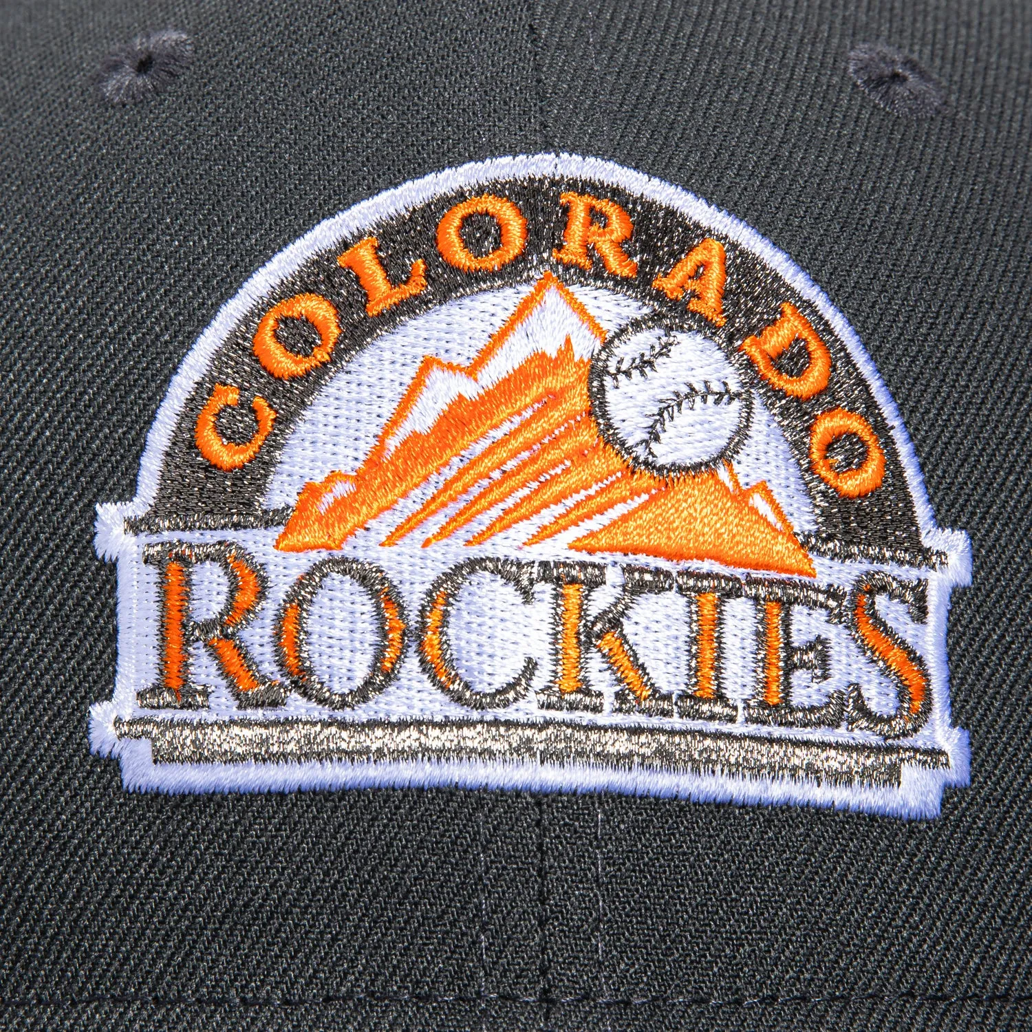 New Era 59Fifty Colorado Rockies 17 Todd Helton HOF Patch Logo Hat - Graphite. Light Orange
