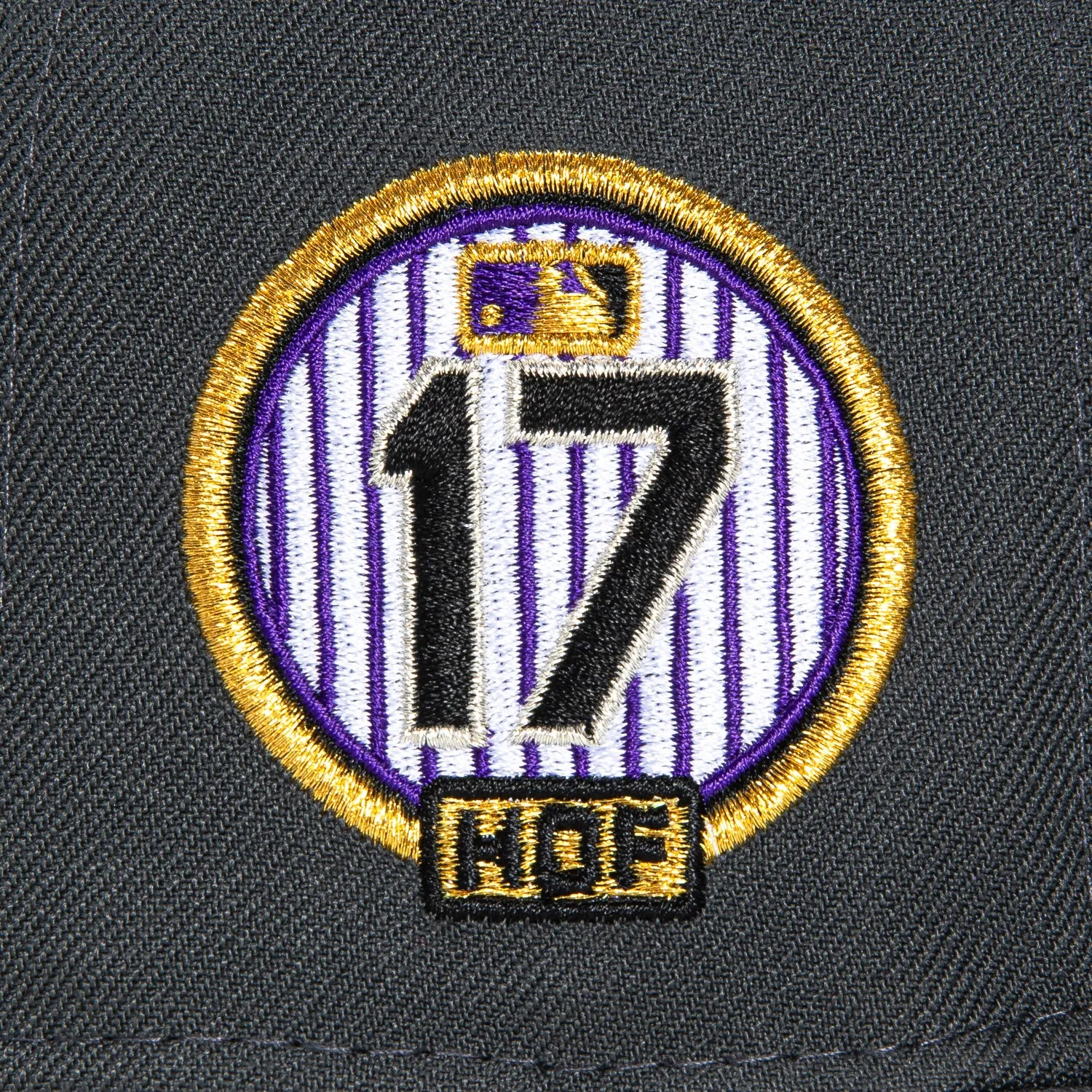 New Era 59Fifty Colorado Rockies 17 Todd Helton HOF Patch Logo Hat - Graphite. Light Orange
