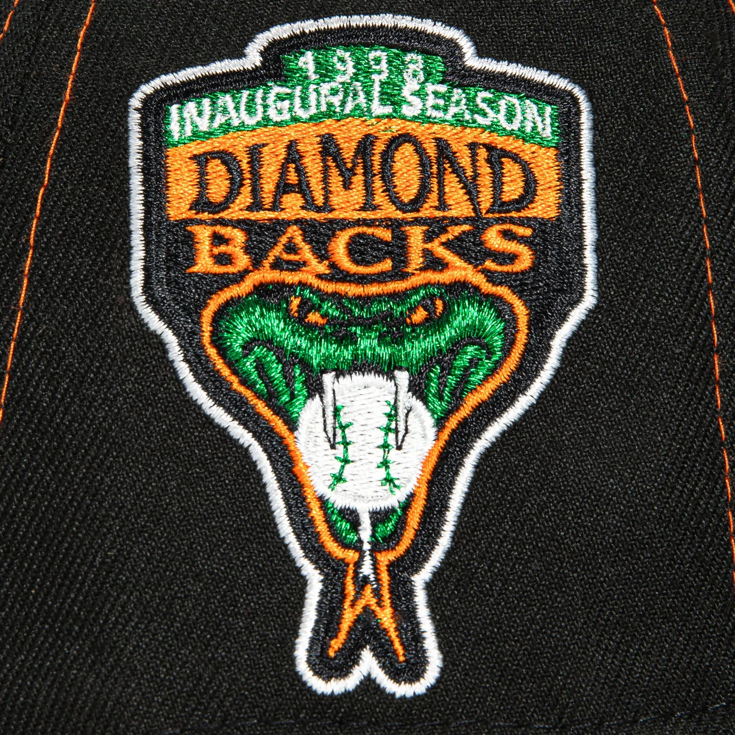 New Era 59Fifty Contrast Stitch Arizona Diamondbacks Inaugural Patch Upside Down Hat - Black. Light Orange