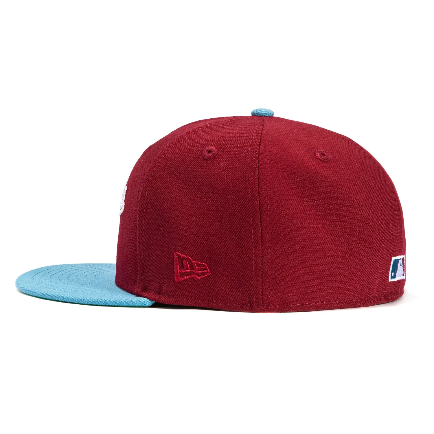 New Era 59Fifty Los Angeles Dodgers 50th Anniversary Stadium Patch Word Hat - Cardinal. Light Blue