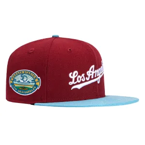 New Era 59Fifty Los Angeles Dodgers 50th Anniversary Stadium Patch Word Hat - Cardinal. Light Blue