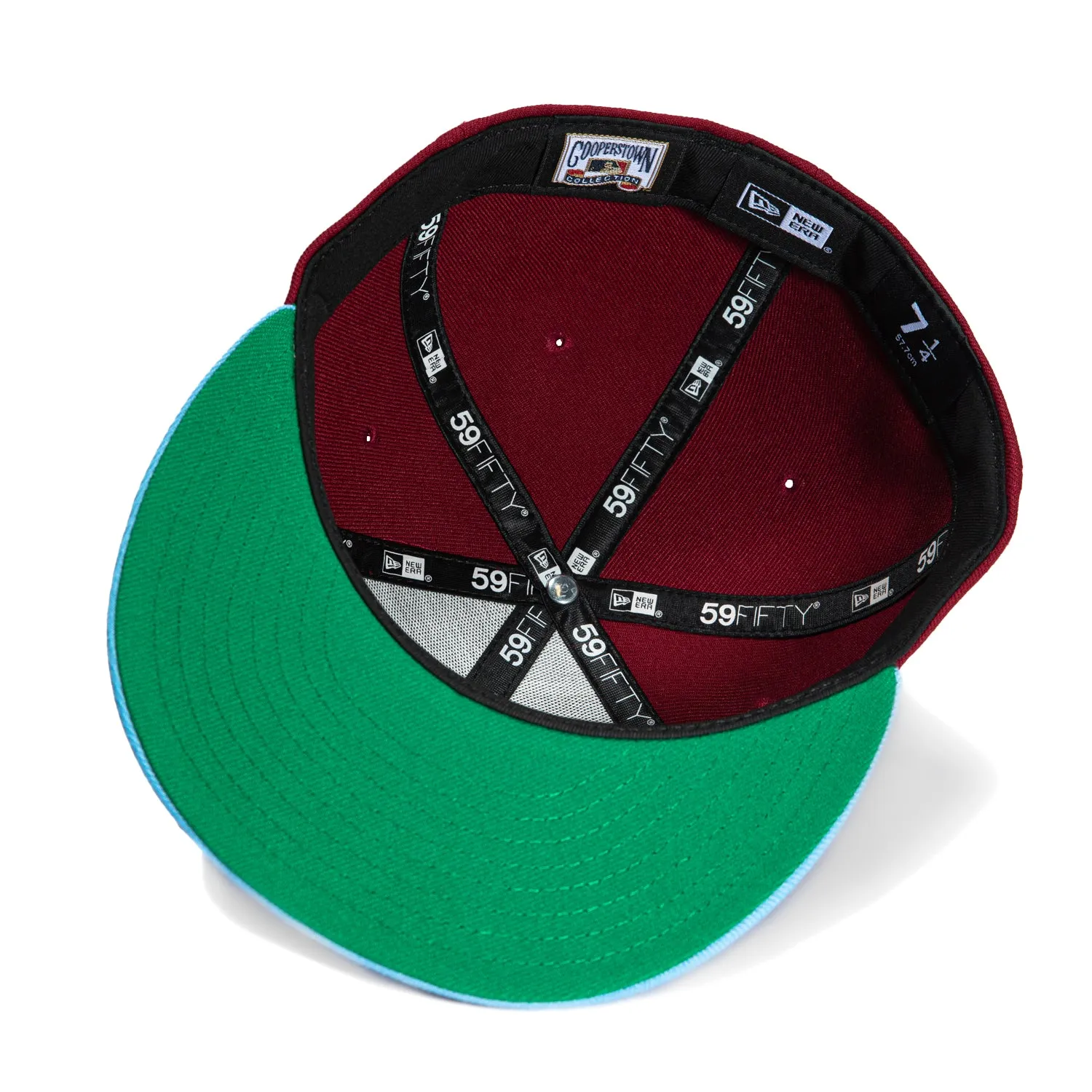 New Era 59Fifty Los Angeles Dodgers 50th Anniversary Stadium Patch Word Hat - Cardinal. Light Blue
