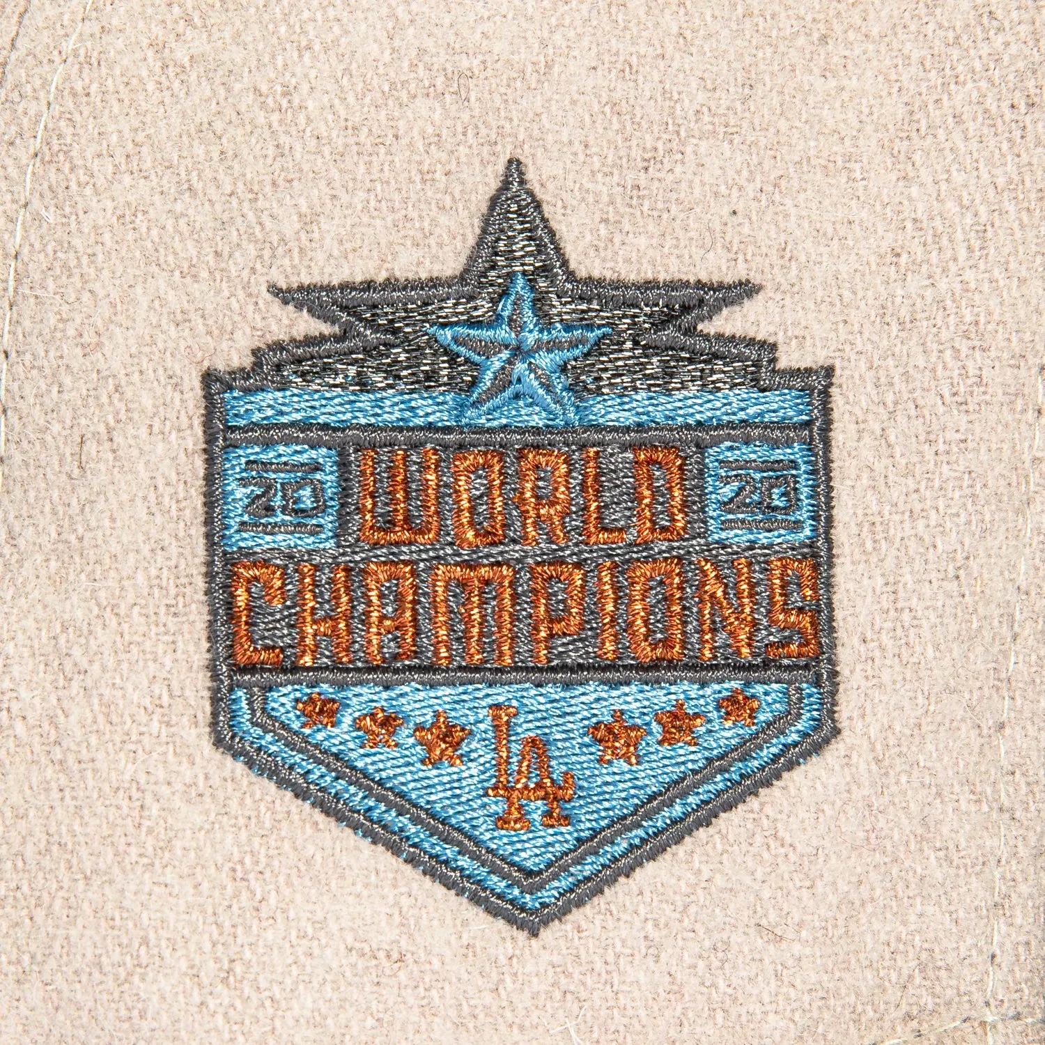 New Era 59Fifty Melton Los Angeles Dodgers 2020 World Series Champions Patch Hat - Stone. Royal