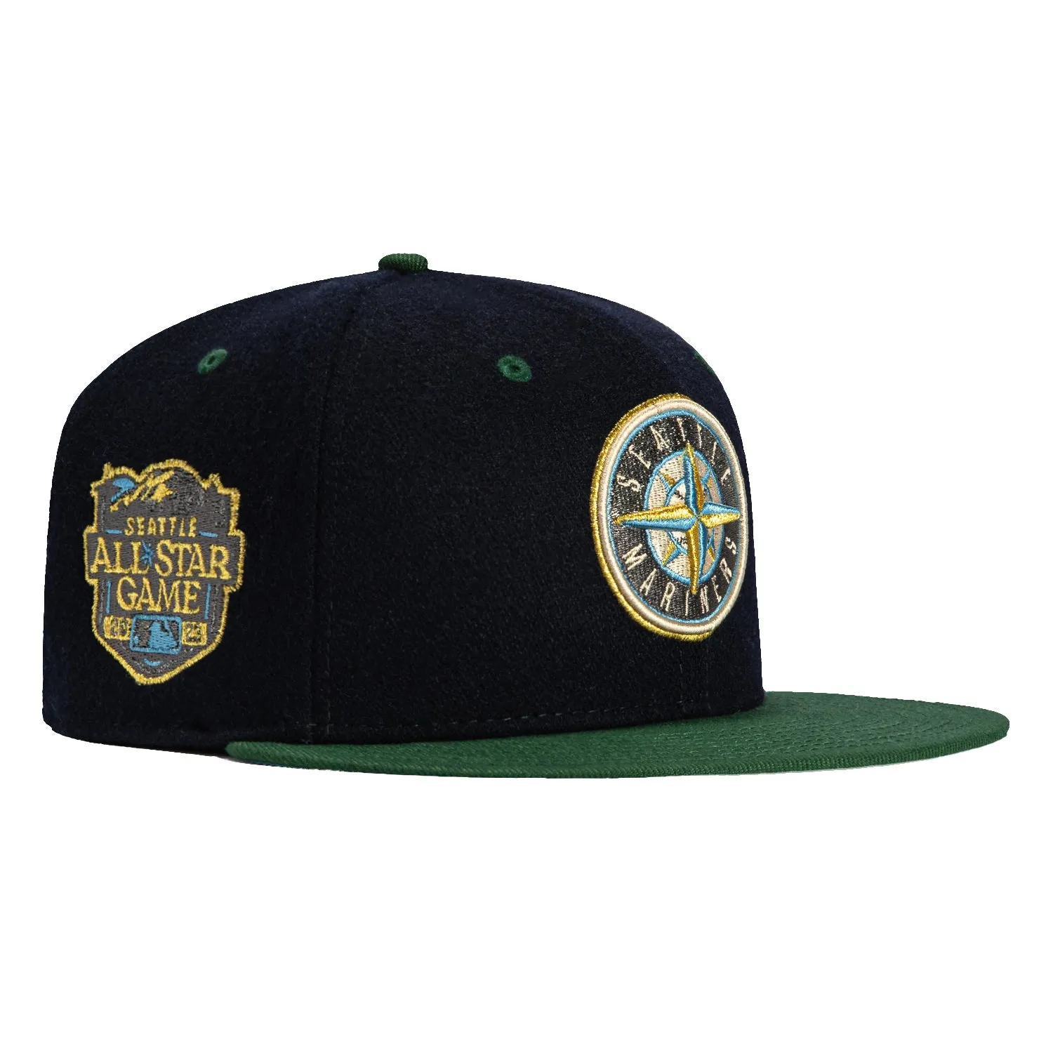 New Era 59Fifty Melton Seattle Mariners 2023 All Star Game Patch Logo Hat - Navy. Green