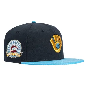 New Era 59Fifty Milwaukee Brewers County Stadium Patch Hat - Navy. Light Blue. Metallic Gold