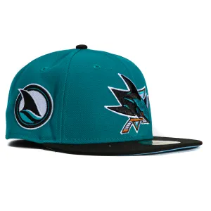 New Era 59Fifty San Jose Sharks Logo Patch Hat - Teal. Black