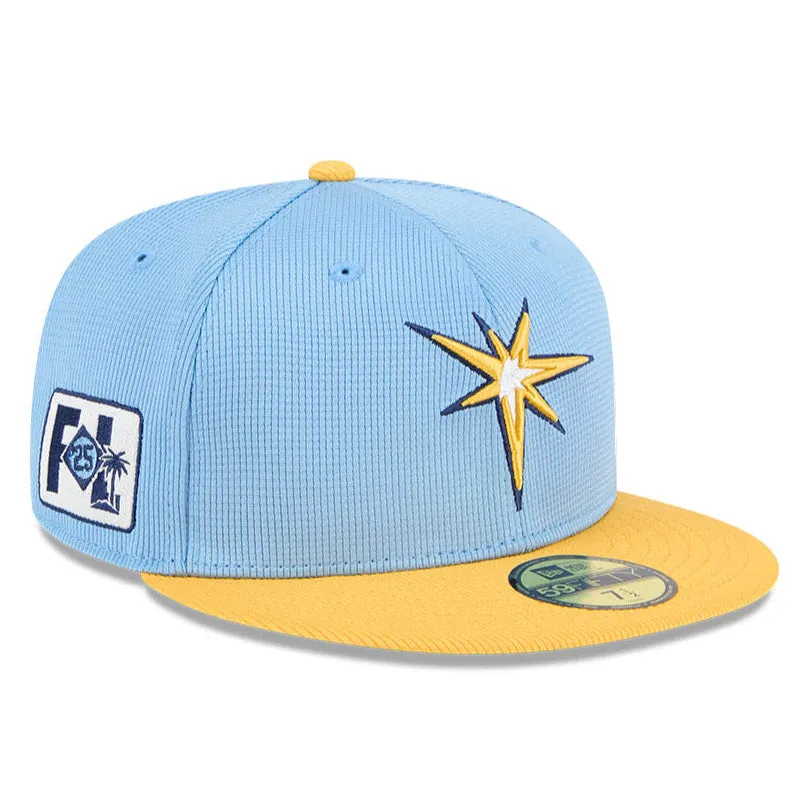 New Era 59Fifty Tampa Bay Rays 2025 Spring Training Patch Hat - Light Blue. Gold