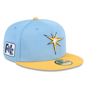 New Era 59Fifty Tampa Bay Rays 2025 Spring Training Patch Hat - Light Blue. Gold