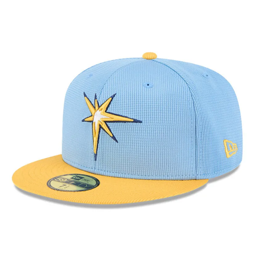 New Era 59Fifty Tampa Bay Rays 2025 Spring Training Patch Hat - Light Blue. Gold