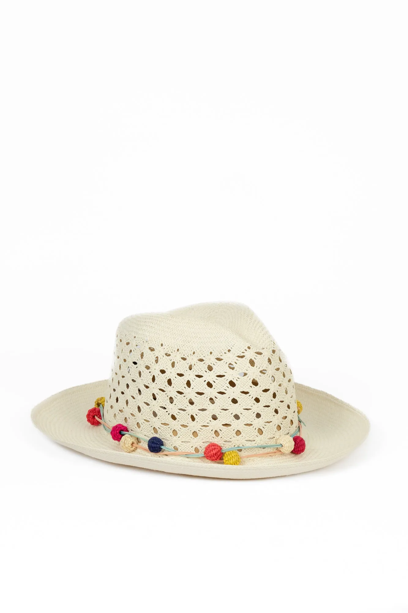 White Openwork Panama Hat